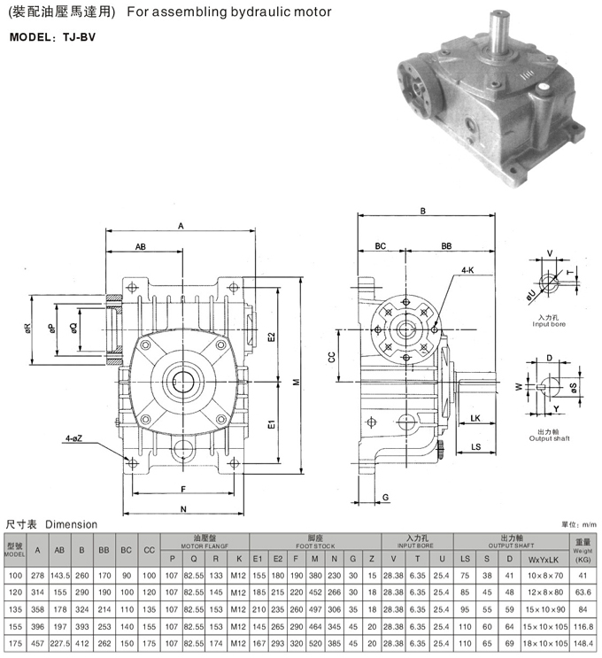 WP臥式減速機參數(shù)圖